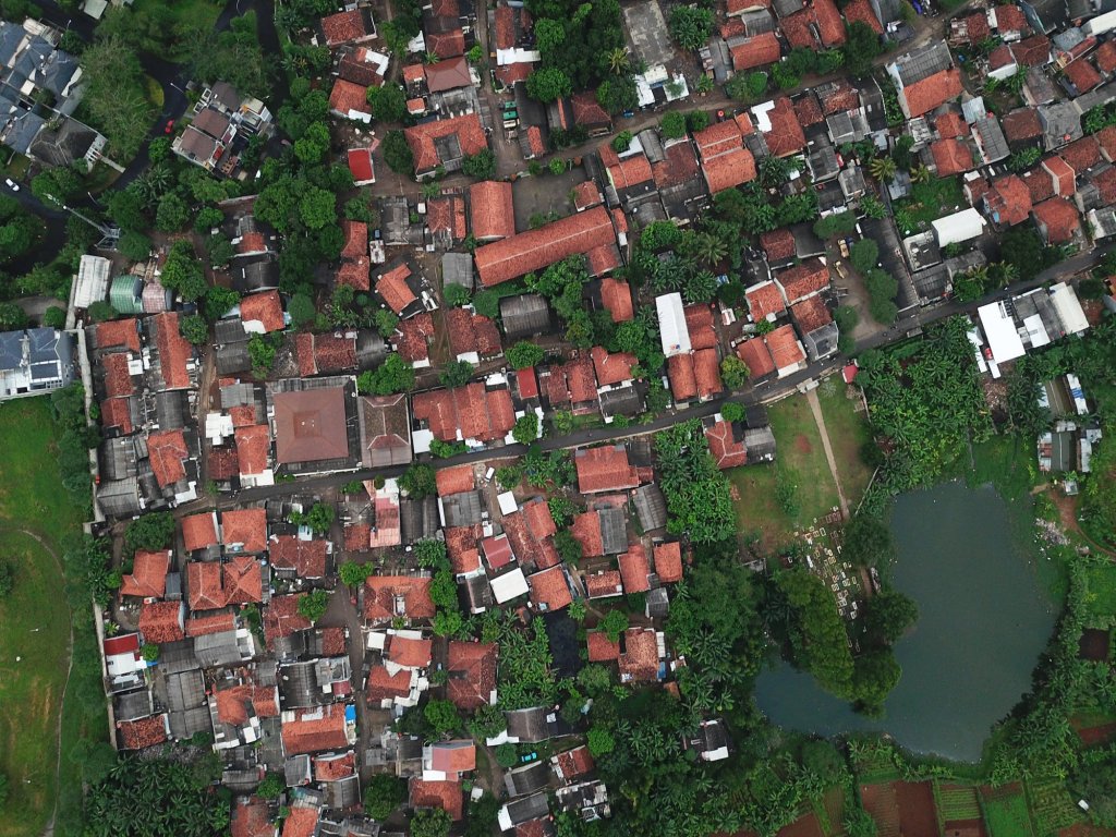 aerial view of homes
