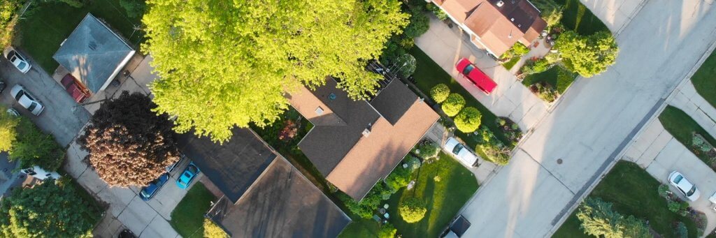 aerial of the suburbs