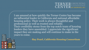 Congratulations from Ray Pearl, California Housing Consortium