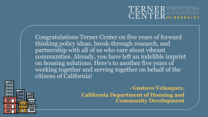 Congratulations from Gustavo Velasquez, California Department of Housing and Community Development