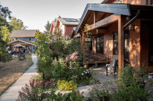 Cluster of small-scale cottages in Portland, Oregon with garden