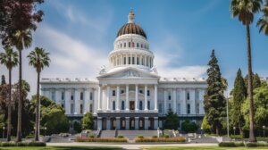 Photo of the California Capitol building in Sacramento from the front.